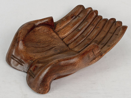 Wooden Hands Bowl - Click Image to Close